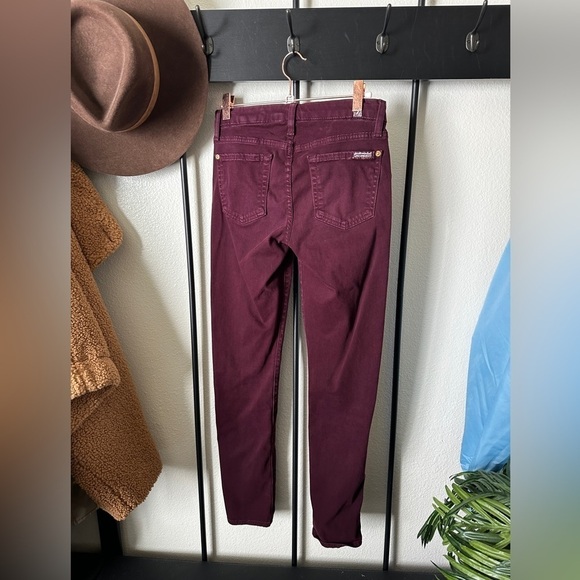 7 for all mankind cranberry stretch cigarette skinny denim jeans pants - Picture 5 of 5